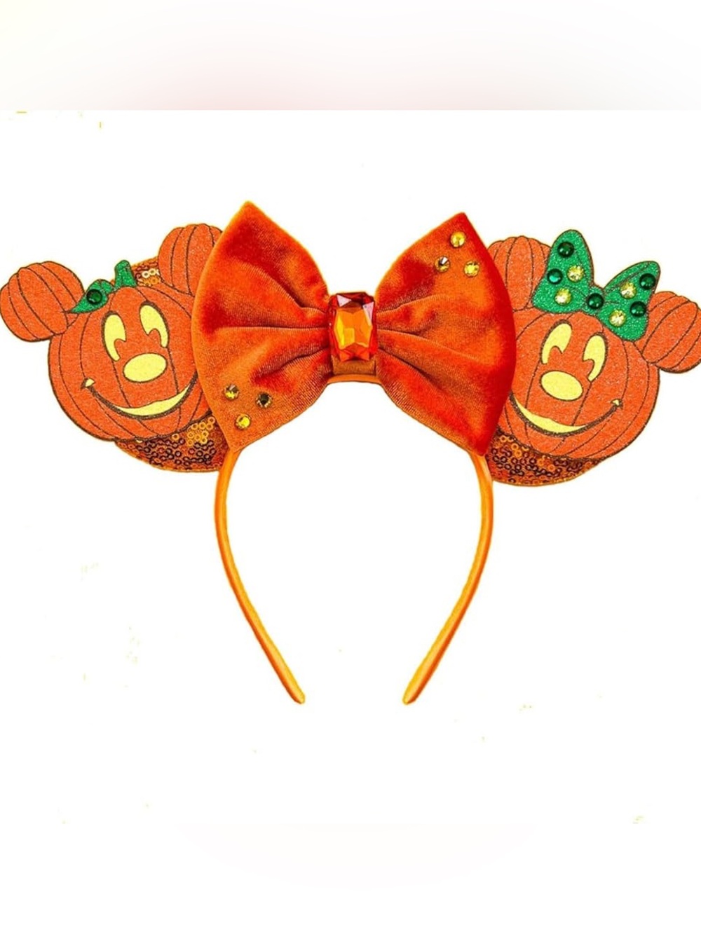 Disney Pumpkin Bow Ears Halloween Pumpkin Bow Headband - Orange